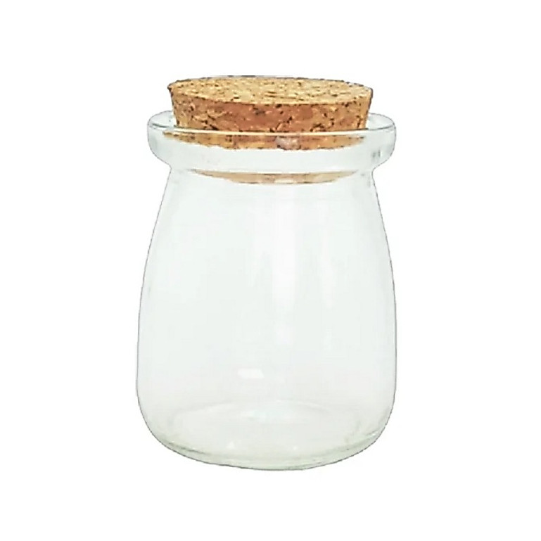 Potinho de Vidro Tampa de Rolha - 100ml - 01 unidade - Rizzo Embalagens