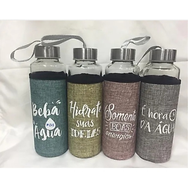 Garrafa De Vidro Com Capa Neopreme 400ml Chá ( UNIDADE)