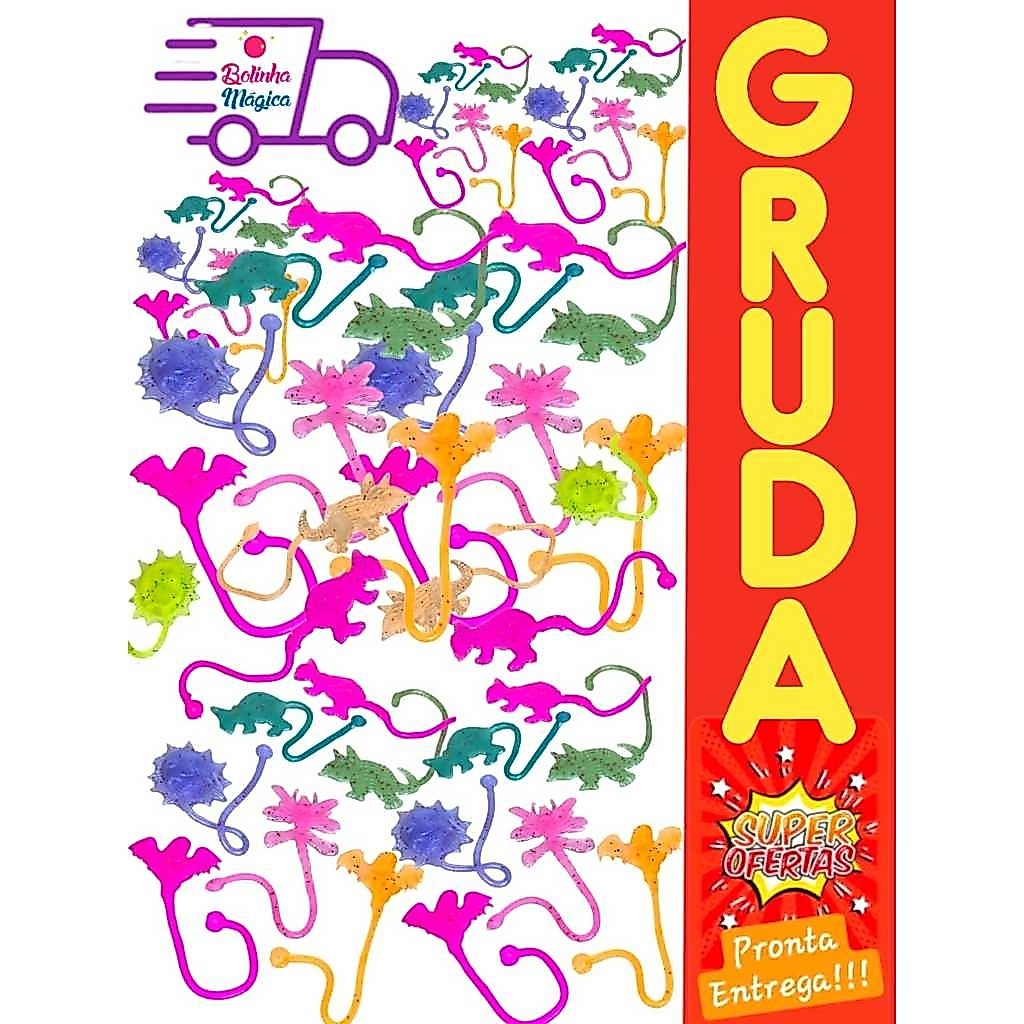 100 Geleca Gruda Parede Pega Tazo P/ Kit Festa Lembrancinha Infantil Colorida
