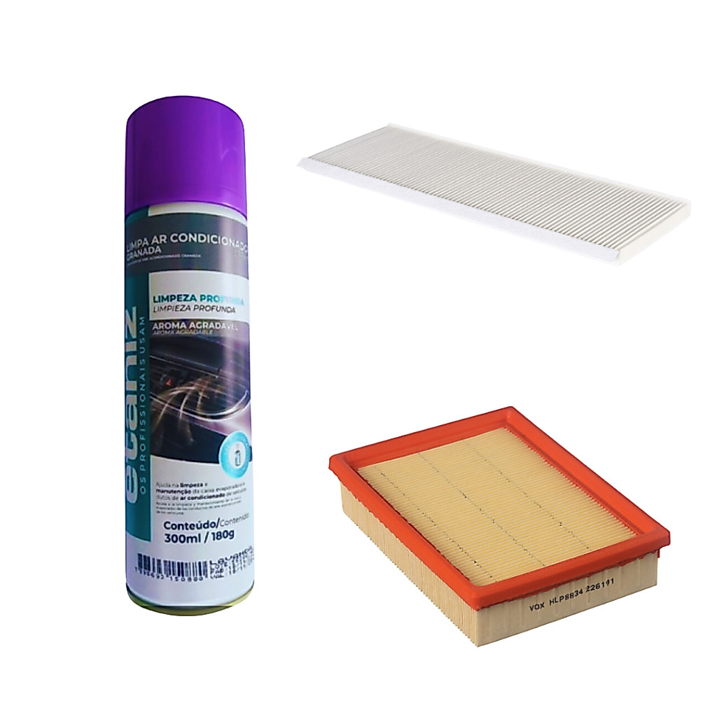 Kit de Filtros para Celta e Prisma até 2012 Ar e Ar Condicionado + Higienizador