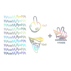 Adesivos holografico para motos carros e bicicletas - cartela de haha, dedo meio, coringa, honda