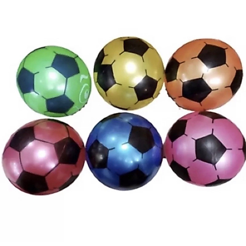 Kit 12 Bola de Futebol Colorida Leve Vinil - Cores Sortidas