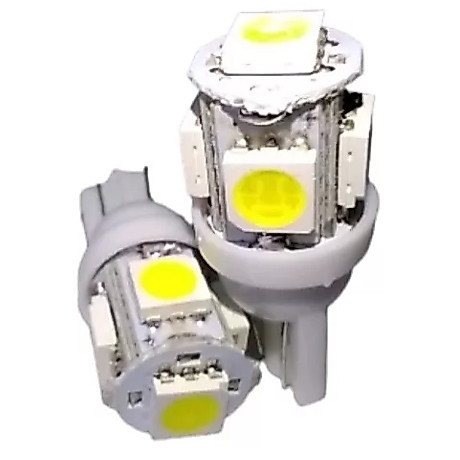 Par Lampada Led T10 Pingão 05 Leds Meia Luz Farol Carro Smd 5050 Branco Torre