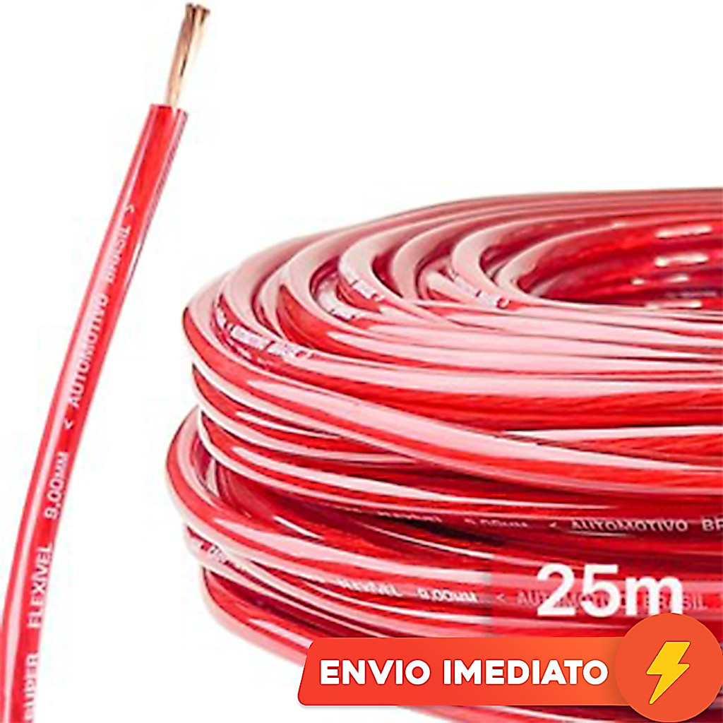 25 Metros Cabo Bateria Automotivo 9mm Fio Alimentação