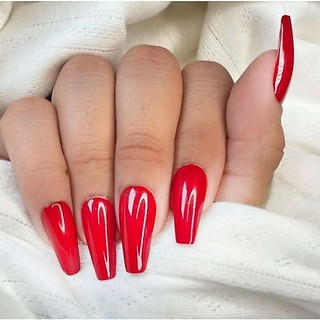 KIT 24/48/72 pçs Unhas Bailarinas Longas Vermelhas Autocolantes unha artificial