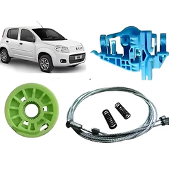 Kit Reparo Maquina Vidro Eletrico Uno Vivace 4 Portas Dianteiro Com Arrastes 2010 á 2016