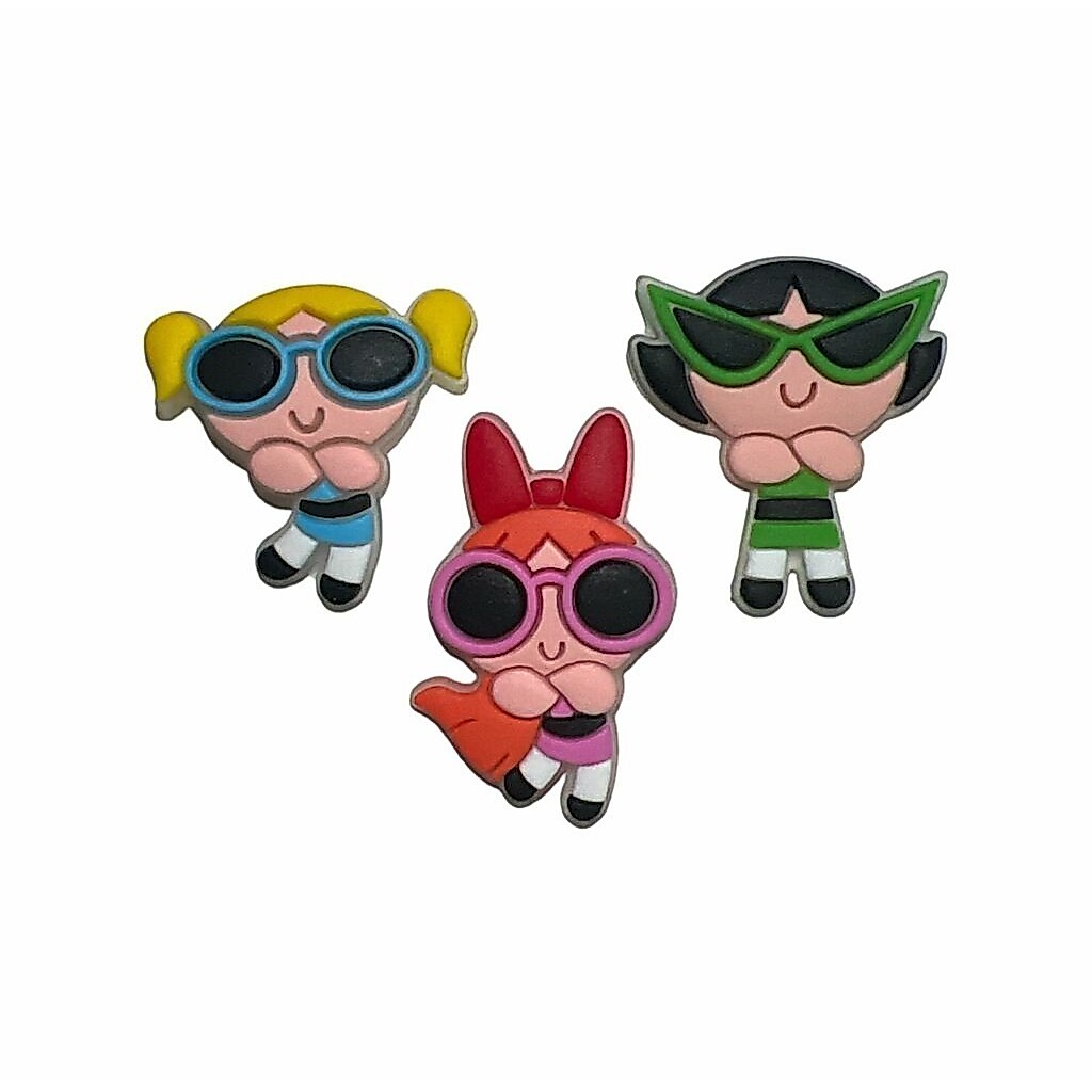 Aplique Emborrachado - Kit Meninas Superpoderosas c/ Óculos de Sol - 30x37mm - 3 Und