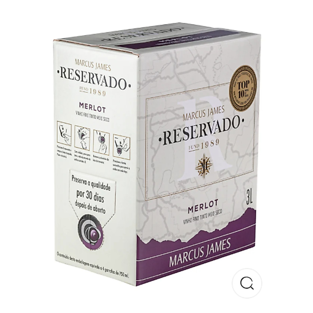 VINHO TINTO MARCUS JAMES MERLOT BAG 3L