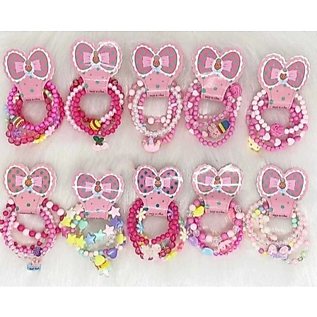 Kit 24 pulseiras lindas infantis de miçanga