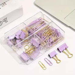 Escritório Office Clips Prendedor Candy Color Kit Office Papelaria Escolar Fofo Tons Pasteis