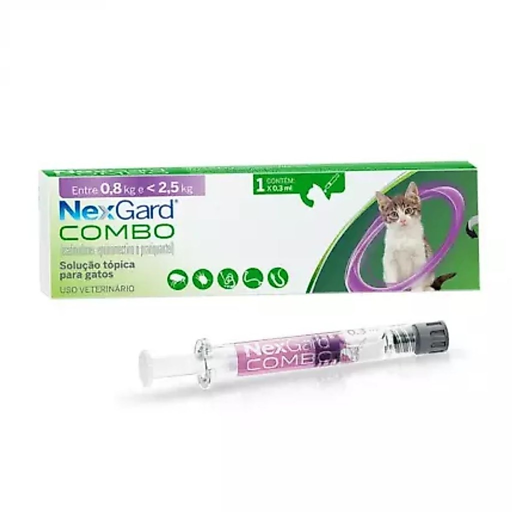Nexgard Combo 1 unidade Gatos Pulga Sarna Verme 0,8 A 2,5kg
