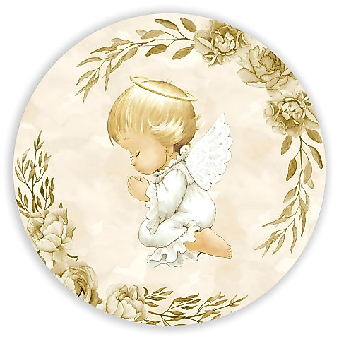 NOVO Painel Festa Infantil Redondo Anjinho Baby Delicado Rosa Floral Dourado, + Arco, Suporte incluso. Fazemos personalizado com qualquer tema. Confeccionado em Lona fosca, impressão de alta resolução. cenário , p/ Decoração