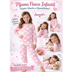Pijama infantil Feminino soft Fleece Inverno Fechado Quentinho Menina do Tamanho 2 Ao 12