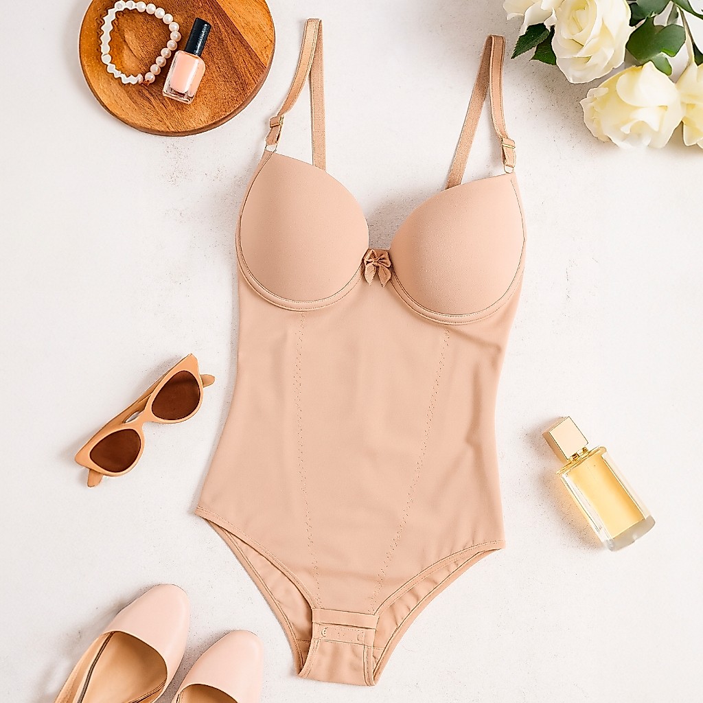 Body Redutor Com Bojo Cetinete Shapewear Compressão Barriga Alças Reguláveis