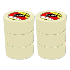 Kit 6 Unidades Fita Crepe 710 Branca-48mm X 50m Adelbras Branco Lisa