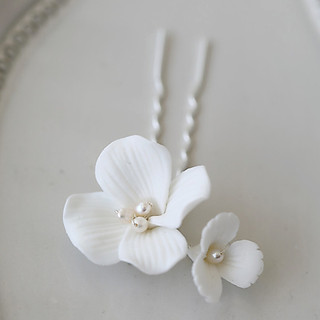 Alfinetes De Cabelo De Pérola , Grampos Noiva , Estilo Cerâmica Branca Simples , Flor , Grampo Para Amigos , Namorada , 