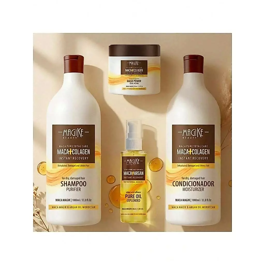 Kit Shampoo 1l + Condicionador 1l + Mascara Maca Essence 500g + Óleo Argan 50ml Magike — imagem 1