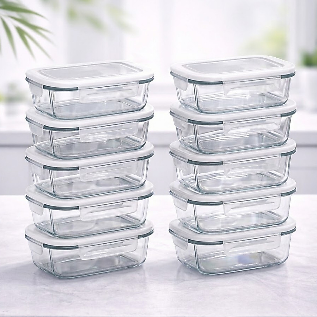 Kit Potes de Vidro 640ml Hermético com Trava | Marmita Fit