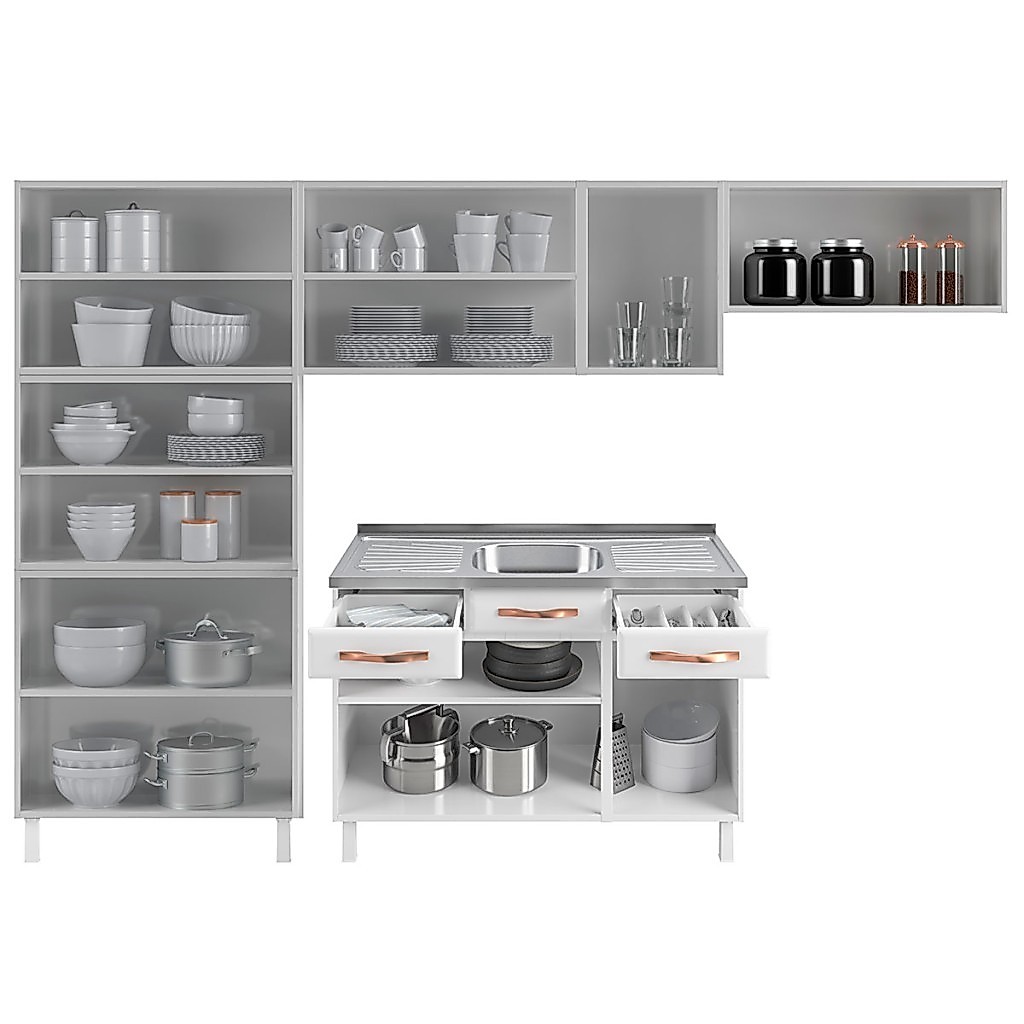 Armário de Cozinha Compacta de Aço Completa Mirage New 14 Portas 2 Gavetas Branco 815484 - Pnr Móveis · foto 2