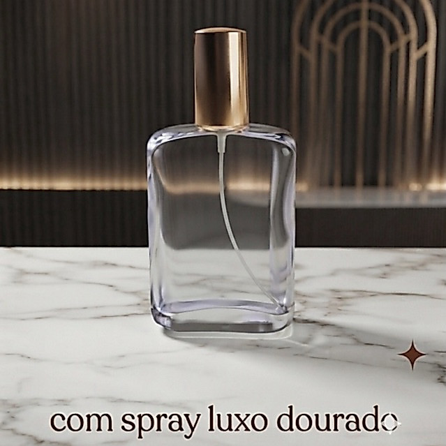 FRASCO PARA PERFUME 100 ML COM SPRAY DOURADO DE ROSCA