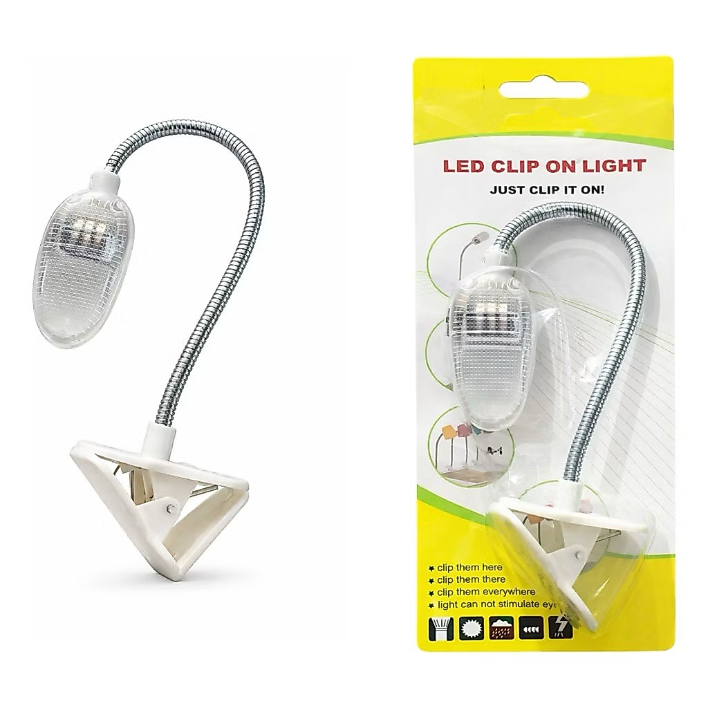 Mini Luminária Flexível Para Leitura Led Grampo Clip Mesa Livro