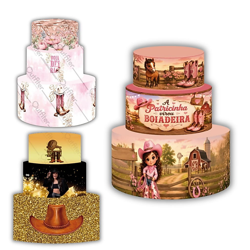 Capas para Bolo Fake Boiadeira em Tecido Sublimado Ideal para Eventos e Decoração