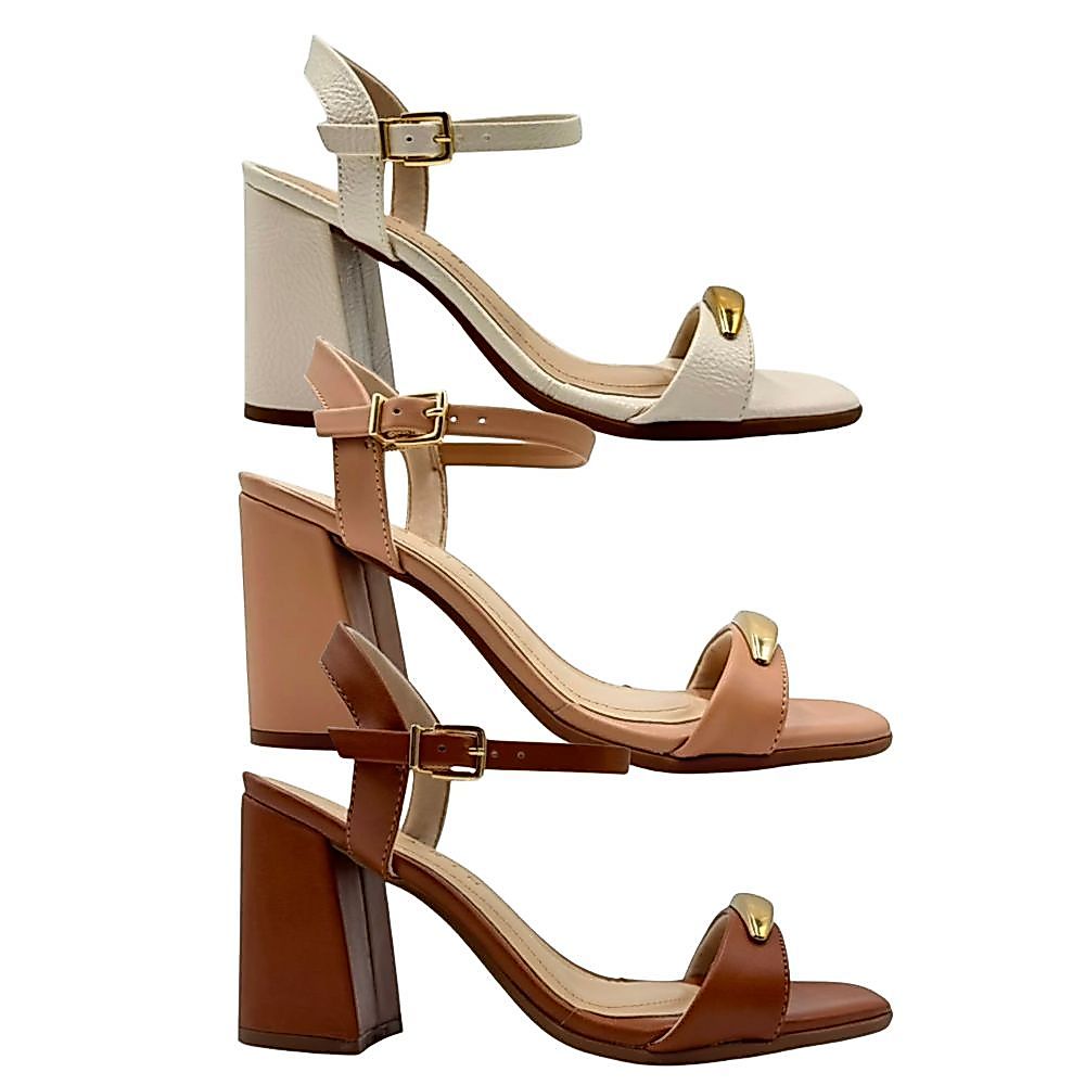 Sandália Feminina Ramarim Salto Bloco Detalhe Dourado 2541202