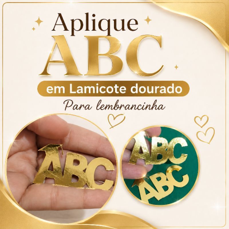 ENVIO RÁPIDO! 20 apliques dourado ABC | Formatura ABC | Aplique de Papel Lamicote lembrancinha decoração
