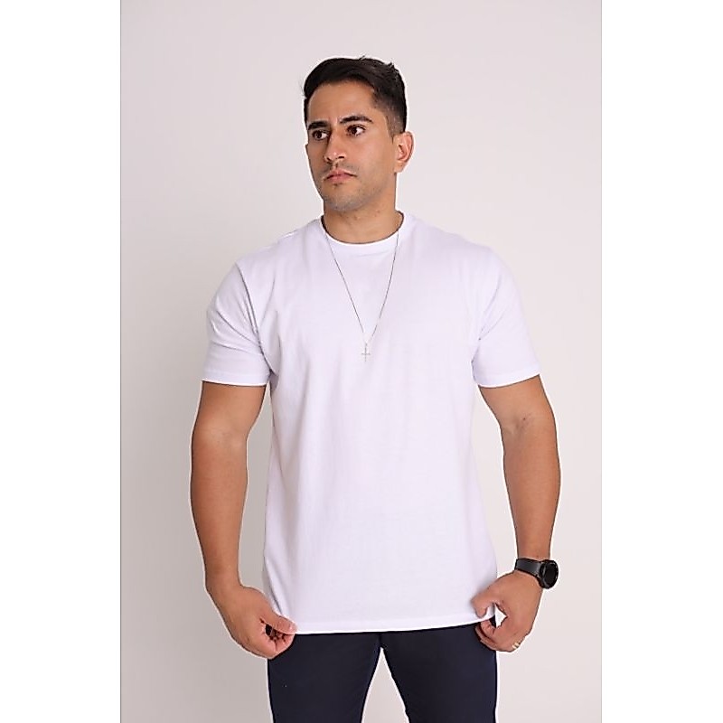 Camiseta Masculina Branca Lisa Básica 100% Algodão