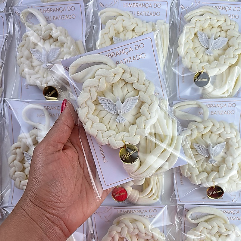 Lembrança Mandala com tassel, pingente COM NOME ou palavra FÉ e cartão personalizado - (Kit com 10,15,20 e 40 unidades).
