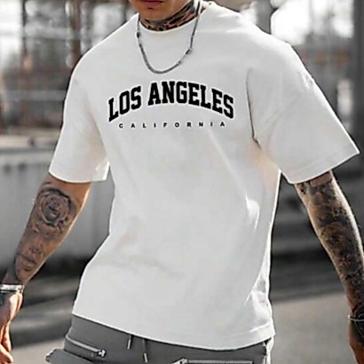 Camiseta Over T-shirt Streetwear Los Angeles Oversized Fio 30.1 Camisa Premium