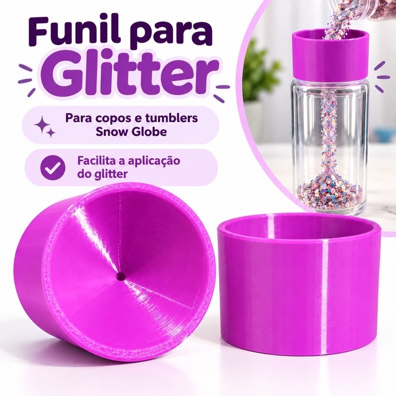 Funil para Glitter Snow Globe – Aplicador para Copos e Tumblers Personalizados Artesanato