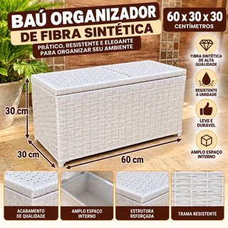 Baú Cesto P/brinquedos Fibra Sintética 60x30x30 45 Litros