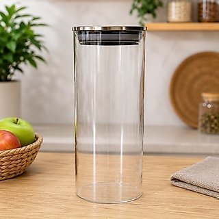Pote Hermético Redondo Vidro Borossilicato 1,8 Litros Tampa Inox Lehavi