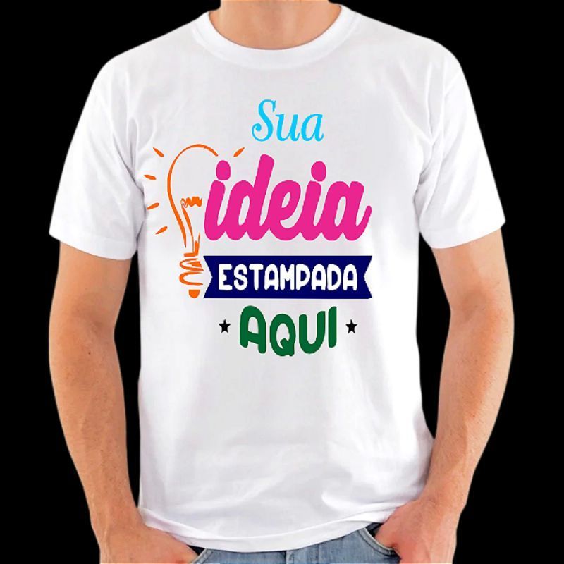 Camiseta Branca 100% Poliéster Personalizada com Estampa à Sua Escolha | Feminina e Masculina

