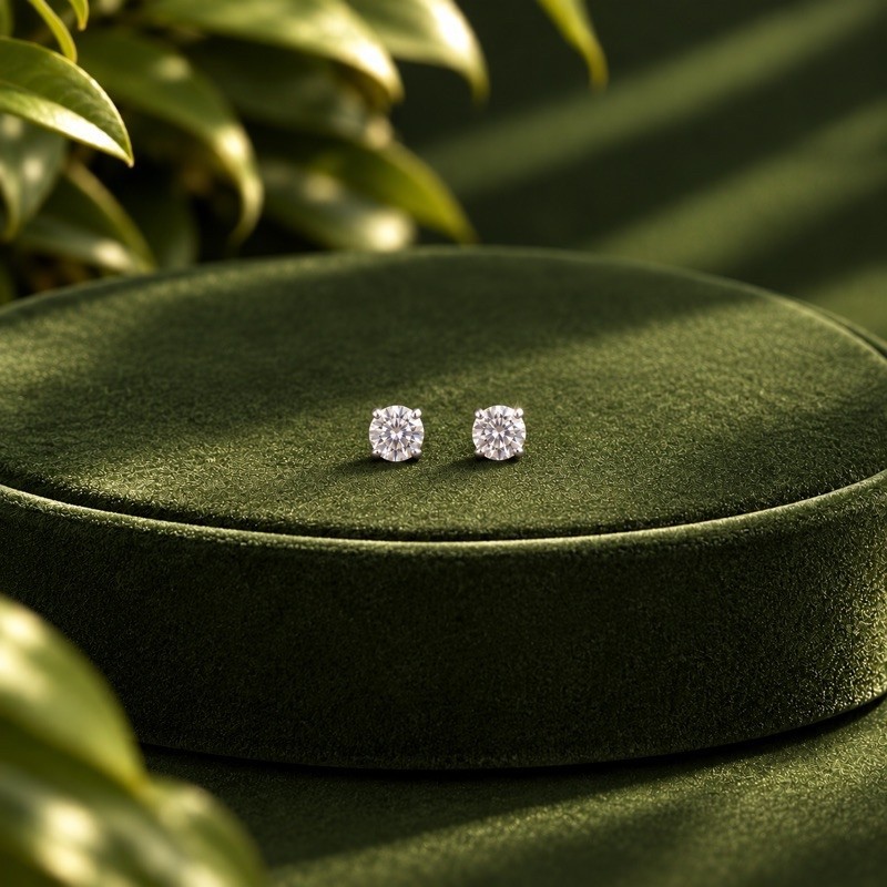 Ponto de Luz Moissanite 4mm em Prata 925