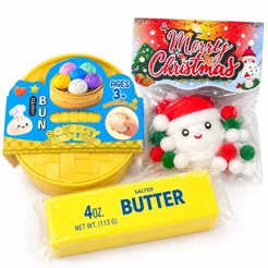 Kit Squishy Anti Stress Dumpling Manteiga Papai Noel Brinquedo Sensorial Fidget Toy Alívio Estresse