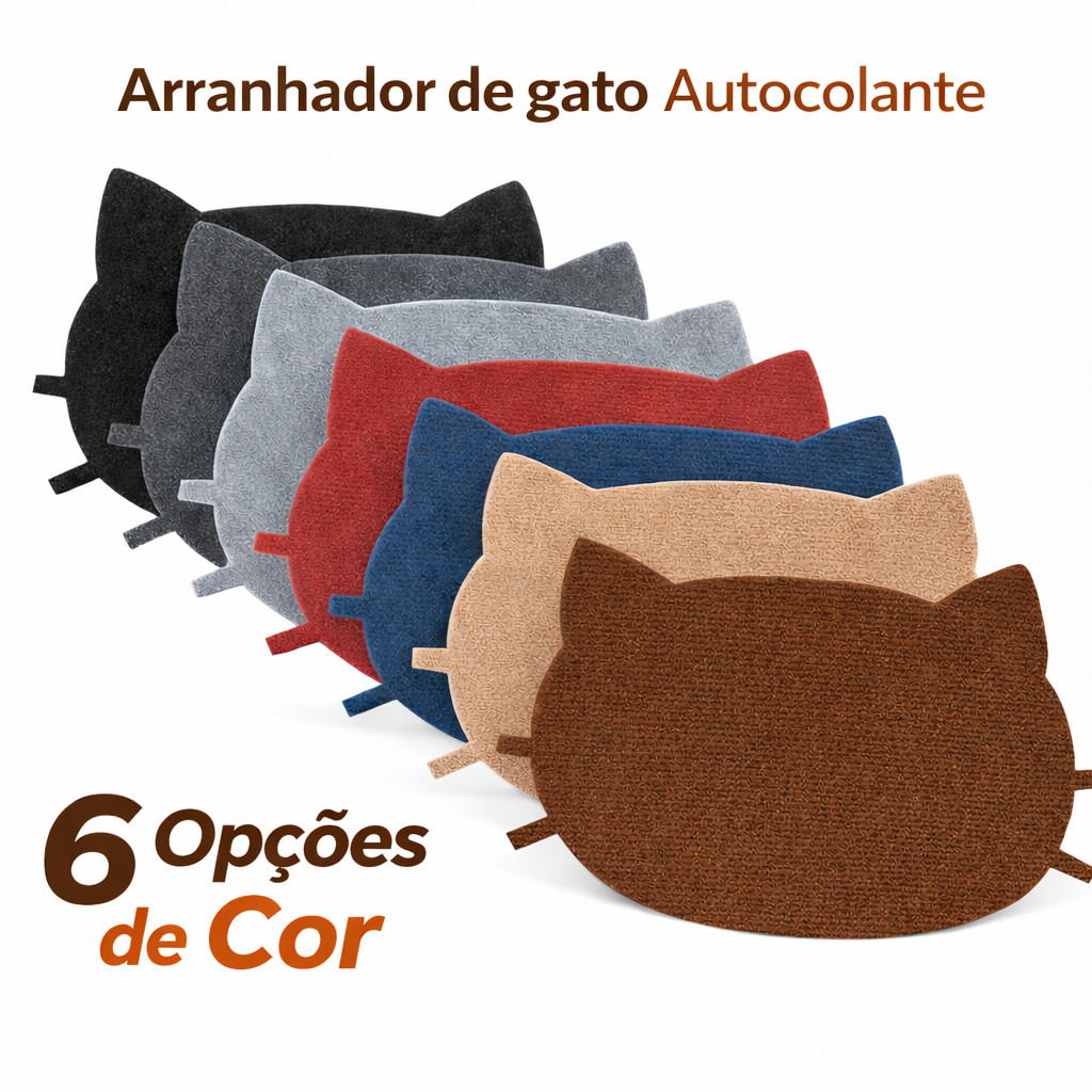 Arranhador para Gatos Adesivo Autocolante Carinha de Gato Carpete Premium – Protetor de Parede e Móveis