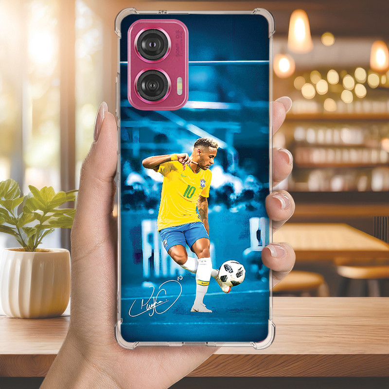 Capa Capinha MOTO G75 G73 G71 G62 G60S G60 G55 G54 G52 G50 G42 Anti-impacto Personalizada futebol NEYMAR (4113)