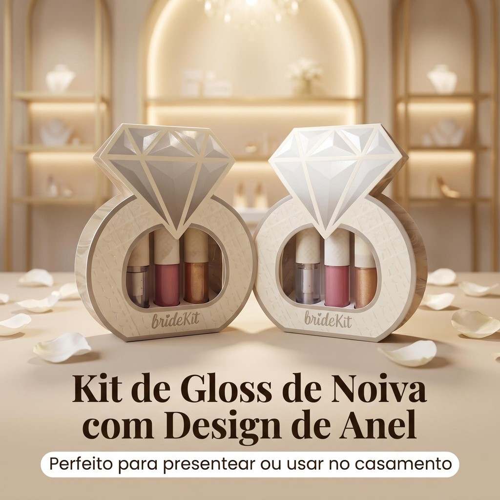 Kit Gloss de Noiva BrideKit 3 Cores - Hidratante e Brilhante para Maquiagem de Casamento