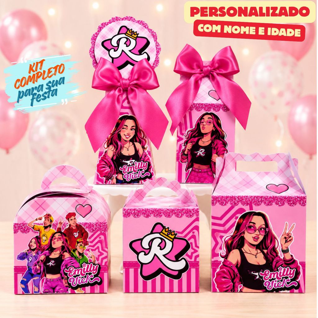 Kit Caixas EMILY VICK/Caixinhas Personalizadas + Brinde/Lembrancinhas de Festa Infantil/Aniversario