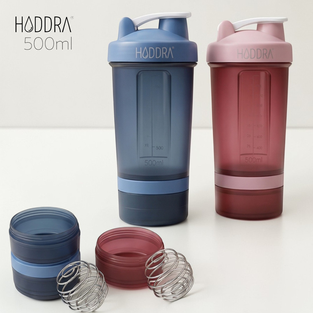 Coqueteleira Shakeira 500ml Shaker Fitness Academia 2 Compartimento Suplementos e Mola Antivazamento