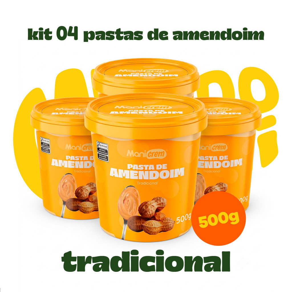 Kit 04x Pasta de Amendoim Manicrem Tradicional - 500g