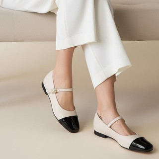 Sapatilha Feminina Mary Jane Confortável Luxo Elegante Sapato Feminino Boneca  Bico Quadrado Off White