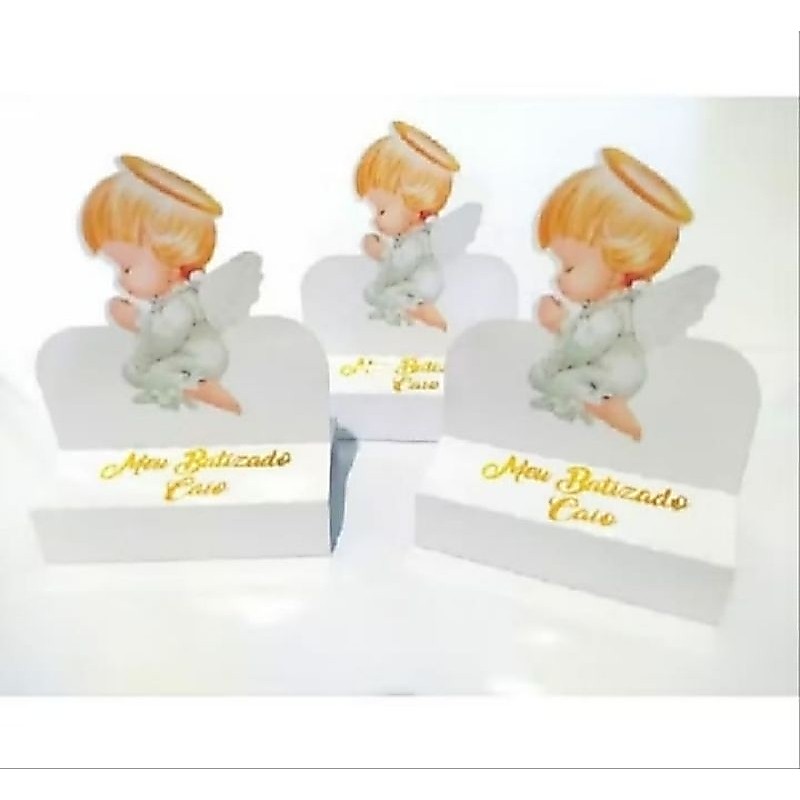 20 Porta Bis Duplo Batizado Personalizado – Lembrancinha Anjinho – Primeira Eucaristia