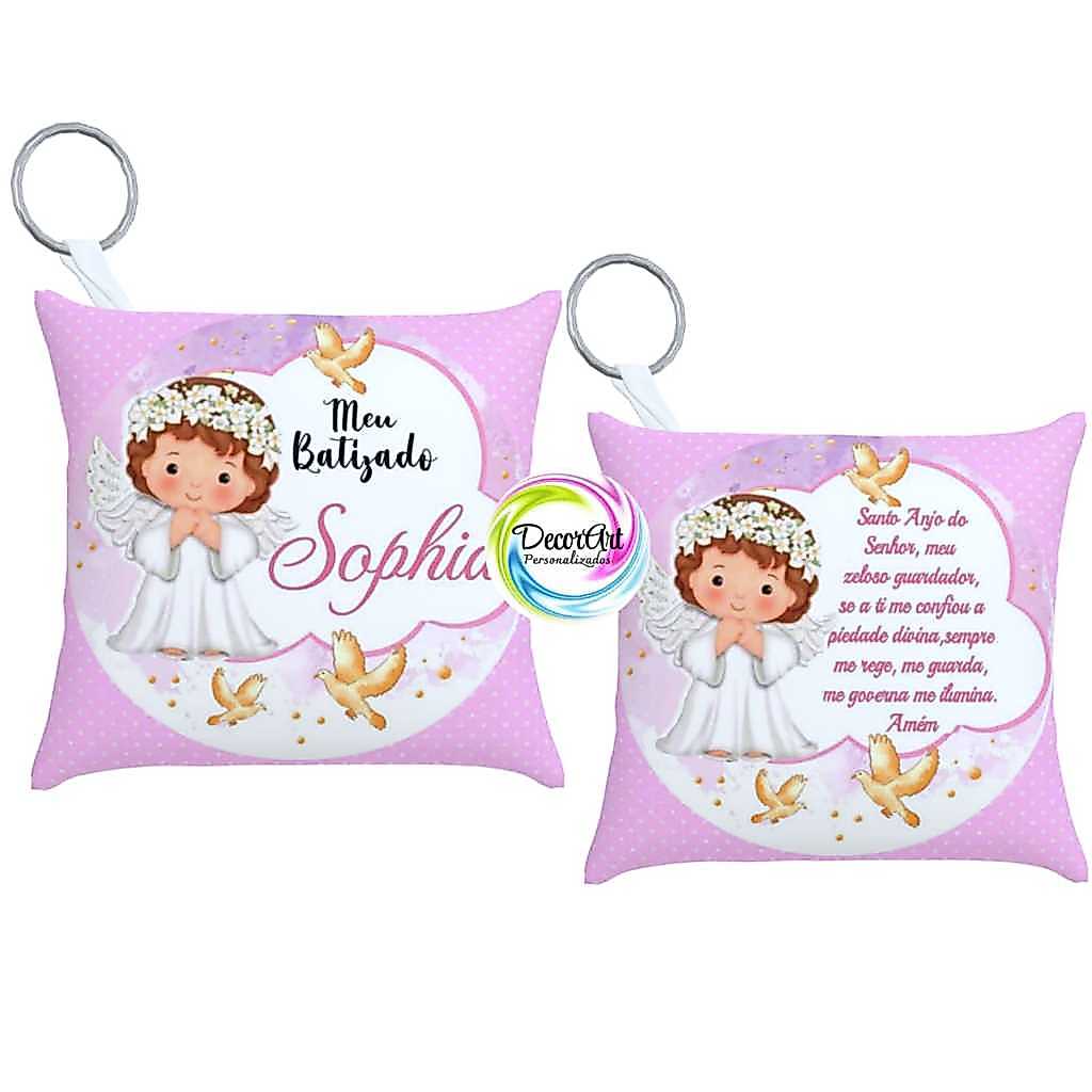 30 Lembrancinhas Batizado Almofada Chaveiro Menina Menino personalizados