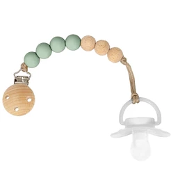 Prendedor De Chupeta Silicone E Bambu Verde 15647 - Buba