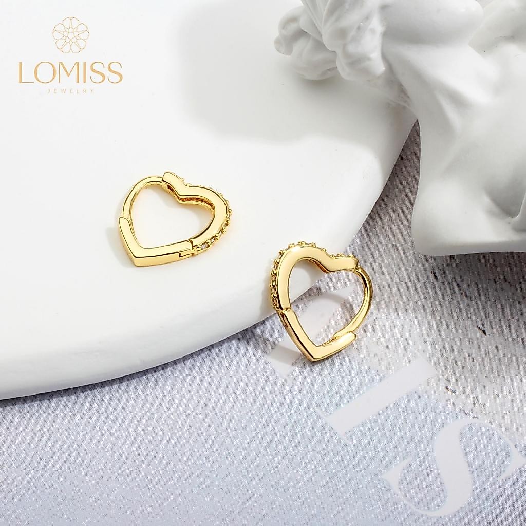 Brinco Delicado Luxo Argola Folheado Ouro 18k Coração Zircônia Cravejada Lateral