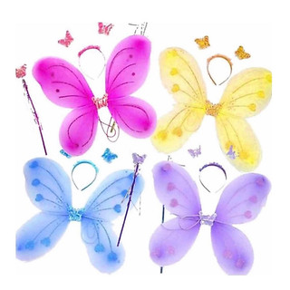 Kit 3 Peças Asa de Borboleta Varias Cores Fantasia Asinha Fantasia Cosplay Carnaval