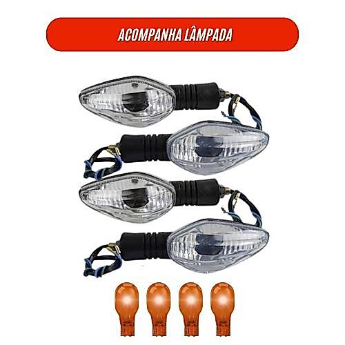 Kit 4 Pisca Seta de Moto Nxr Bros 150/160 Titan Cg 150 Titan 160 Fan 125 Titan 160 Cbx Twister CRISTAL